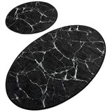 Chilai set od 2 crne ovalne kupaonske prostirke Marble Cijene