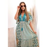 Kesi Włoski Women's viscose dress with short sleeves turquoise Cijene