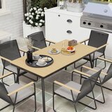  7-dijelni metalni blagovaonski set za 6 osoba blagovaonski stol sa 6 stolica blagovaonski set prirodno drvo + crna boja | shoptok.hr