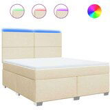 vidaXL Box spring postelja z vzmetnico krem 180x200 cm blago | Shoptok.si