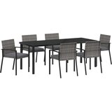  Vrtni set za objed 6 pcs Siva Čelik s prahom premazan | shoptok.hr