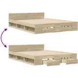 vidaXL Posteljni okvir s predali sonoma hrast 160x200cm inženirski les | Shoptok.si