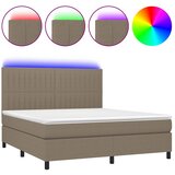  Krevet box spring s madracem LED smeđesivi 180x200 cm tkanina | shoptok.hr