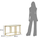 Mauro Ferretti Bela/v zlati barvi klubska mizica s stekleno mizno ploščo 50x90 cm Antalia – | Shoptok.si