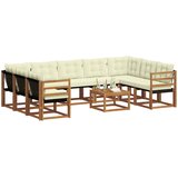  Set vanjskih sofa 10 pcs Prirodna i krem Čvrsto drvo akacije | shoptok.hr