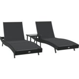 vidaXL Ležalniki 3 pcs Črna 40 x 40 x 40.5 cm poli ratan | Shoptok.si