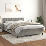Maison Chic Box spring postelja - Vzmetna postelja z vzmetnico svetlo siva 140x200 cm žamet SL15094, (21904182) | Shoptok.si