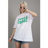 Madmext White Printed Oversize T-Shirt