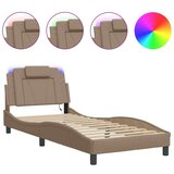  Okvir kreveta s LED svjetlima cappuccino 90x190 cm umjetna koža | shoptok.hr