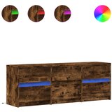 Maison Chic TV omarica - TV stojalo - Televizijska omarica LED dimljeni hrast 140x34x50 cm inženirski les, (21699120) Cene