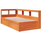  Knjižna postelja brez ležišča vošč. rjava 90x200 cm borovina, (21793050) | Shoptok.si