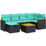 vidaXL Vrtna garnitura - 7-dijelni set vrtnih sofa od poliratana s jastucima crni - Crna sa spremištem 7 | shoptok.hr