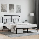 vidaXL Kovinski posteljni okvir z vzglavjem črn 140x190 cm Cene