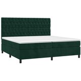  Krevet box spring s madracem LED tamnozeleni 200x200 cm baršun | shoptok.hr