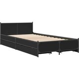vidaXL Posteljni okvir s predali črn 90x190 cm inženirski les, (21128294) | Shoptok.si