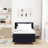 Krevet s opruga kutije Crna i Bijela i Crna 80 x 200 cm tkanina | shoptok.hr
