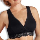 Carriwell Grudnjak za trudnice i dojilje s čipkom, organski pamuk, crni - XL | shoptok.hr