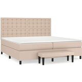  Box spring postelja z vzmetnico kapučino 200x200 cm um. usnje, (20930225) | Shoptok.si
