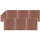 vidaXL wpc ograjni paneli 6 kvadratnih + 1 poševni 1138x186 cm rjavi | Shoptok.si