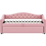 Lumor Vlečna postelja 90x200 cm in 90x190 cm iz lana - Z USB priključkom in lesenimi letvicami - Roza, (22155623) | Shoptok.si