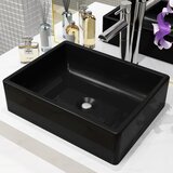 vidaXL Keramični umivalnik pravokotne oblike črne barve 41x30x12 cm Cene