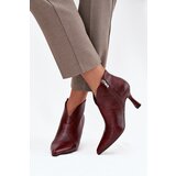 Boto Patent Leather Low Women's Ankle Boots On Heel Bordeaux Jolivra | Shoptok.si