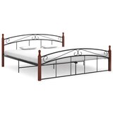 Maison Chic Posteljni okvir - Dvoposteljna postelja - Zakonska postelja črna kovina in trdna hrastovina 180x200 cm-J4987, (21766818) | Shoptok.si