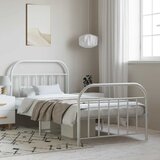  Metalni okvir kreveta uzglavlje i podnožje bijeli 100x190 cm | shoptok.hr