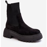 Boto Women's Suede Boots with Sock on Platform and Flat Heel Black Rewam | Shoptok.si