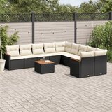 vidaXL 11-dijelni set vrtnih sofa od poliratana s jastucima crni | shoptok.hr