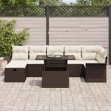 vidaXL 8-delni set vrtne sedežne garniture z blazinami v rjavem poliratan materialu | Shoptok.si