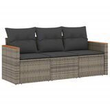 Maison Chic Seti vrtnega pohištva - Vrtna garnitura - Vrtni pohištvo set 3-delna z blazinami siv poli ratan, (21809592) | Shoptok.si
