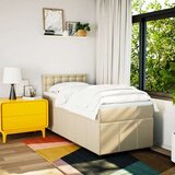 vidaXL Box spring postelja z vzmetnico krem 100x200 cm blago, (21305271) | Shoptok.si