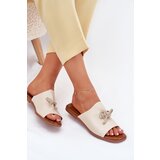 EVENTO Women's sandals on a flat heel with decorative tying beige Norela | ePonuda.com