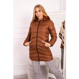 Kesi Quilted winter jacket with a hood and fur camel | shoptok.hr