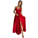 Numoco Elegant long satin dress with neckline | Shoptok.si