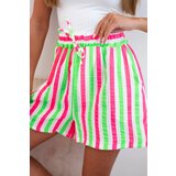 Kesi Włoski Women's cotton shorts with stripes green neon Cijene