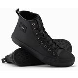 Ombre men's high-top sneakers with decorative toe box - black