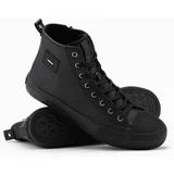 Ombre Men's high-top sneakers with decorative toe box - black