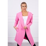 Kesi Long cardigan with hood light pink Cene