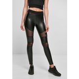 Urban Classics Women's Tech Mesh Leggings in Faux Leather Black Cene