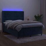  Box spring s madracem LED tamnoplavi 140x200 cm baršun | shoptok.hr