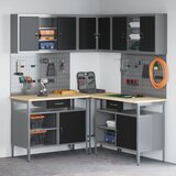 vidaXL Set od 9 Siva Čelik Standard Podesiva visina Kutna stolica | shoptok.hr