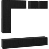  Set TV komoda 8 kom. Crni hrast Konstruirano drvo Crna 190,5 x 28,5 x 151 cm | shoptok.hr