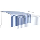 Tenda na ručno uvlačenje s roletom LED 3 x 2,5 m plavo-bijela | shoptok.hr