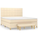 vidaXL Box spring postelja z vzmetnico krem 180x200 cm blago, (20894408) | Shoptok.si