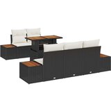  Vrtna sofa Set Set od 6 Crna smeđa Ratan drvo poliester | shoptok.hr