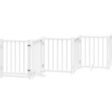 vidaXL Ograda za pse z vrati zložljiva 15 panelov bela 750 cm les | Shoptok.si