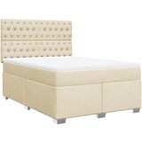 vidaXL Box spring postelja z vzmetnico krem 160x200 cm blago, (21308270) | Shoptok.si