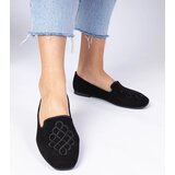 D/CEO marka niezdefiniowana Black women's faux-suede ballet flats with embroidery Ronna Cijene